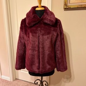 Liz Claiborne - Burgundy Faux Fur Jacket - Size 6